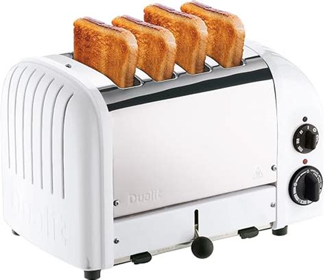 Dualit Classic 4 Slice NewGen Stainless Steel Toaster, White.